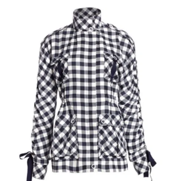 NWT Jonathan Simkhai Checkered Utility Jacket in Navy and White - Picture 2 of 6